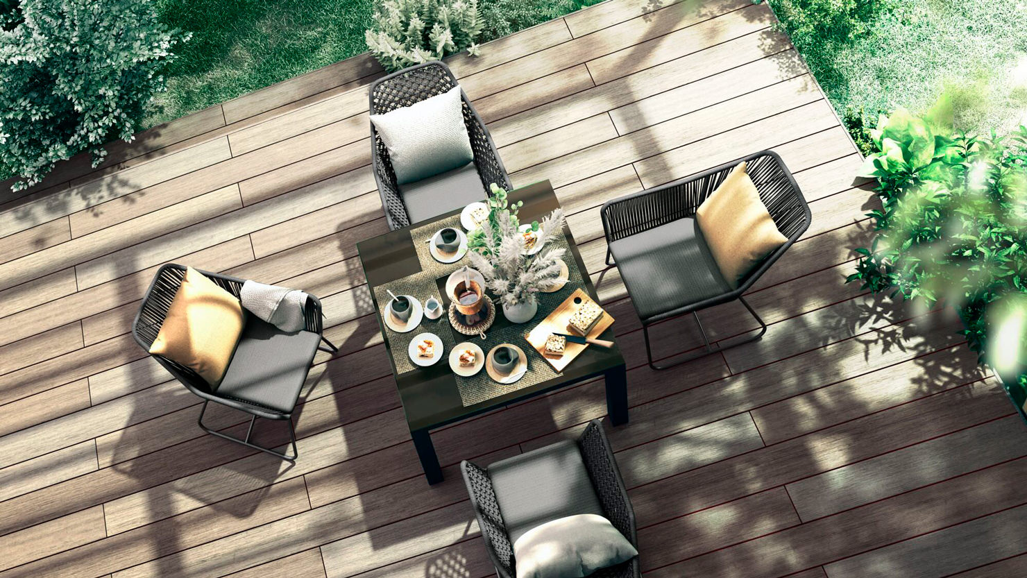 質感の高いブラックと柔らかな光で、奥行き感と彩りを演出