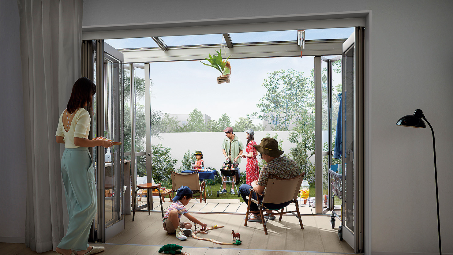 質感の高いブラックと柔らかな光で、奥行き感と彩りを演出